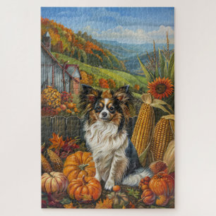 Papillon-Hund Herbsternte Thanksgiving Puzzle