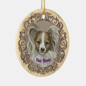 Papillon-Hund Keramik Ornament (Rechts)