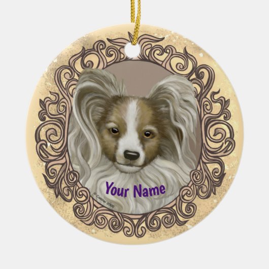 Papillon-Hund Keramik Ornament (Vorne)