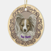 Papillon-Hund Keramik Ornament (Links)