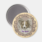 Papillon-Hund Magnet (Vorderseite/Rückseite)