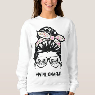 Papillon-Hund Mama chaotischen Buschgläser Papillo Sweatshirt