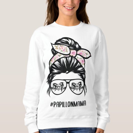 Papillon-Hund Mama chaotischen Buschgläser Papillo Sweatshirt (Vorderseite)