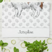 Papillon-Hund mit rotem Sand und Text Geschirrtuch (Gefaltet)