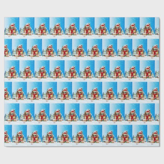 Papillon Hund mit Weihnachtsgeschenken Geschenkpapier (Flach)