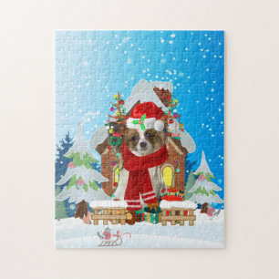 Papillon Hund mit Weihnachtsgeschenken Puzzle