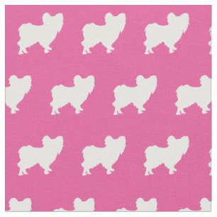 Papillon-Hund-Silhouette Haustier Rosa Stoff