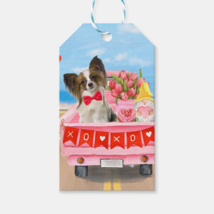 Papillon-Hund Valentinstag LKW Herzen Geschenkanhänger