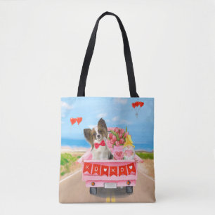 Papillon-Hund Valentinstag LKW Herzen Tasche
