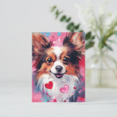 Papillon-Hund Valentinstag Postkarte (Stehend Vorderseite)