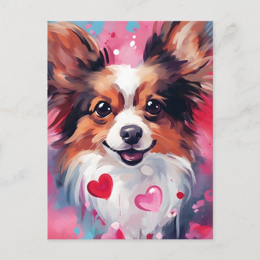 Papillon-Hund Valentinstag Postkarte (Vorderseite)