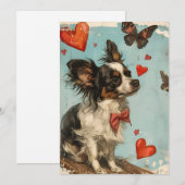 Papillon-Hund Vintag Valentinstag Feiertagskarte (Vorne/Hinten)