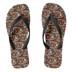Papillon-Hund Weihnachtsfestlich Badesandalen