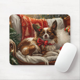 Papillon-Hund Weihnachtsfestlich Mousepad