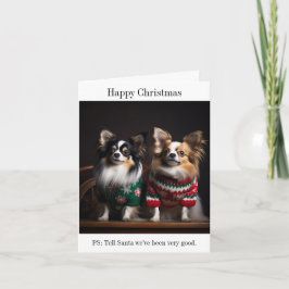 Papillon Hunde in Christmas Sweaters Card Karte