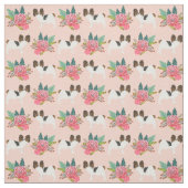 Papillon Hunde rosa Blüten Stoff (Muster)