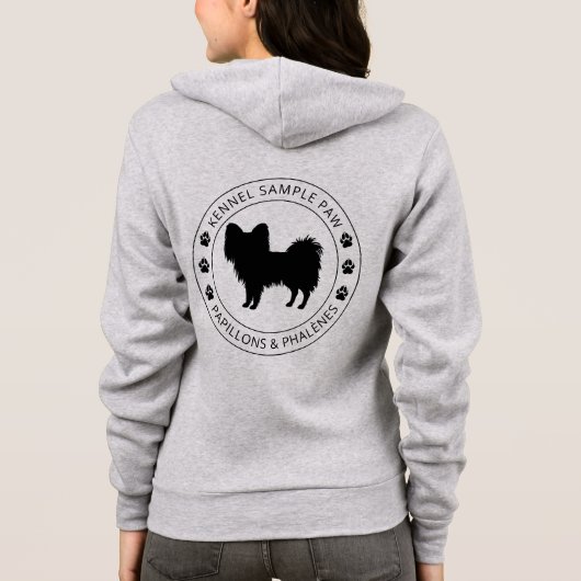 Papillon-Hunde-Silhouette mit Pasten und benutzerd Hoodie (Rückseite)