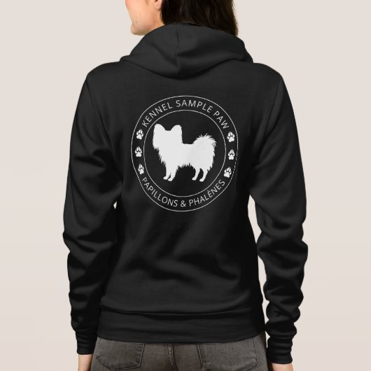 Papillon-Hunde-Silhouette mit Pasten und benutzerd Hoodie (Rückseite)