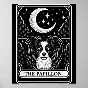 Papillon-Hundemutter-Tarotkarte Vintage-Halbmond Poster