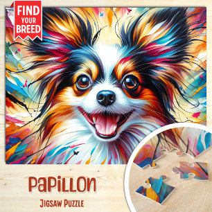 Papillon-Hundeporträt Acryl-Kunst Druck Hunde-Lieb Puzzle