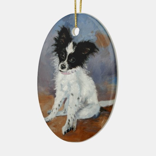 Papillon Hundeporträt Keramikornament (Links)