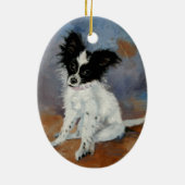 Papillon Hundeporträt Keramikornament (Hinten)