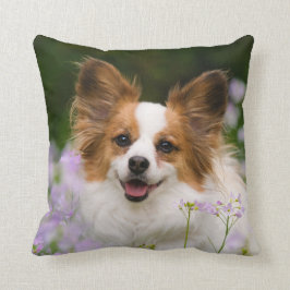 Papillon Hunderomantisches Porträt, Quadrat Kissen