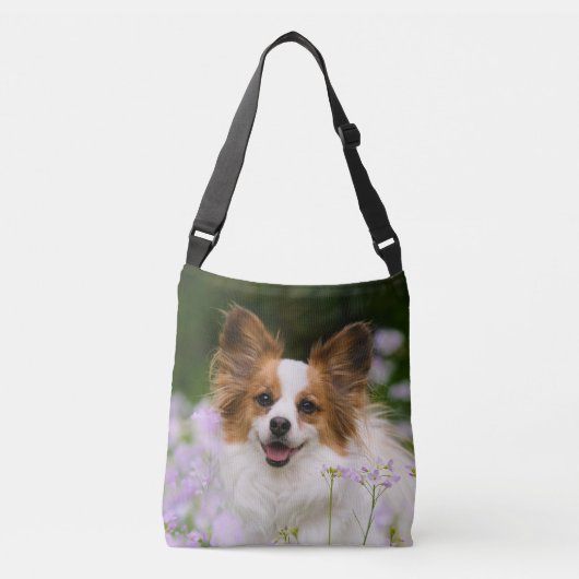 Papillon Hundniedliches romantisches Potrait Foto Tragetaschen Mit Langen Trägern (Vorderseite)