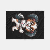 Papillon I Liebe Mama Funny Dog Tattoo Fleecedecke (Vorderseite (Horizontal))