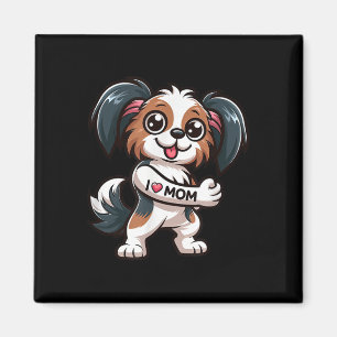 Papillon I Liebe Mama Funny Dog Tattoo Magnet