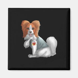 Papillon I Liebe Mama Tattoo Hundeshirt Mothers Magnet