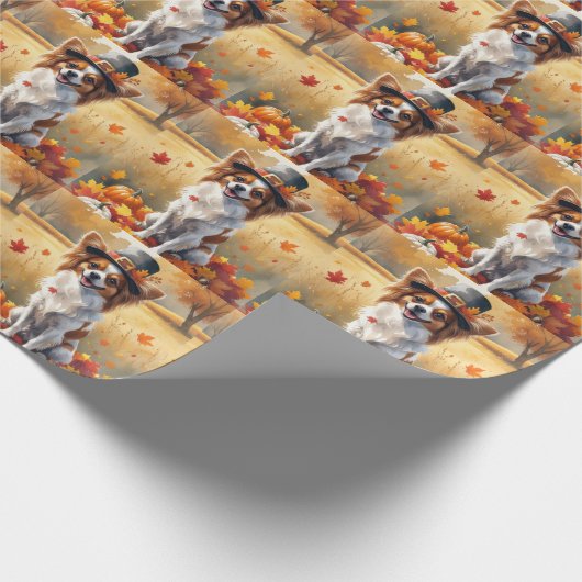 Papillon im Herbst hinterlässt Erntedank Kunst Geschenkpapier (Ecke)