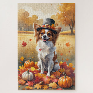 Papillon im Herbst hinterlässt Erntedank Kunst Puzzle