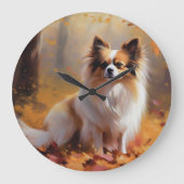 Papillon im Herbst Leaves Fall Inspiriert Große Wanduhr (Vorderseite)