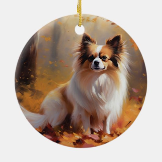 Papillon im Herbst Leaves Fall Inspiriert Keramik Ornament (Hinten)