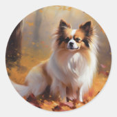 Papillon im Herbst Leaves Fall Inspiriert Runder Aufkleber (Vorderseite)