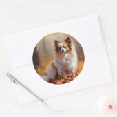 Papillon im Herbst Leaves Fall Inspiriert Runder Aufkleber (Umschlag)