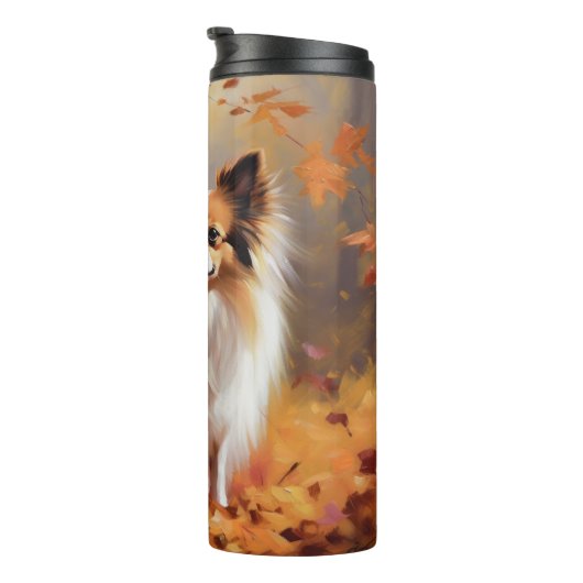 Papillon im Herbst Leaves Fall Inspiriert Thermosbecher (Nach rechts gedreht)