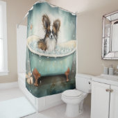 Papillon in der Badewanne Aquarell Dog Kunstdusche Duschvorhang (Beispiel)