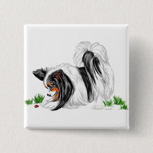 Papillon Lady Bug Dreams Button