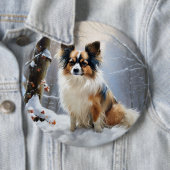 Papillon Lass es schneien Weihnachten Button (Beispiel)