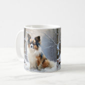 Papillon Lass es schneien Weihnachten Kaffeetasse (Vorderseite Links)