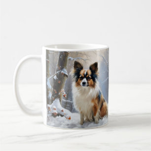 Papillon Lass es schneien Weihnachten Kaffeetasse