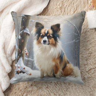Papillon Lass es schneien Weihnachten Kissen