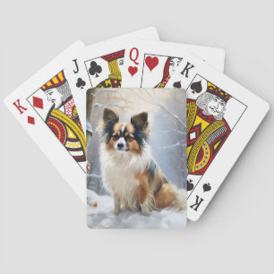 Papillon Lass es schneien Weihnachten Spielkarten