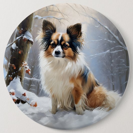 Papillon Let It Snow Christmas Button (Vorderseite)