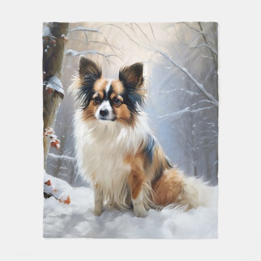 Papillon Let It Snow Christmas Fleecedecke (Vorderseite)