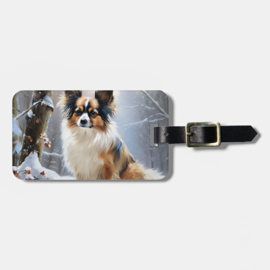 Papillon Let It Snow Christmas Gepäckanhänger (Vorderseite horizontal)