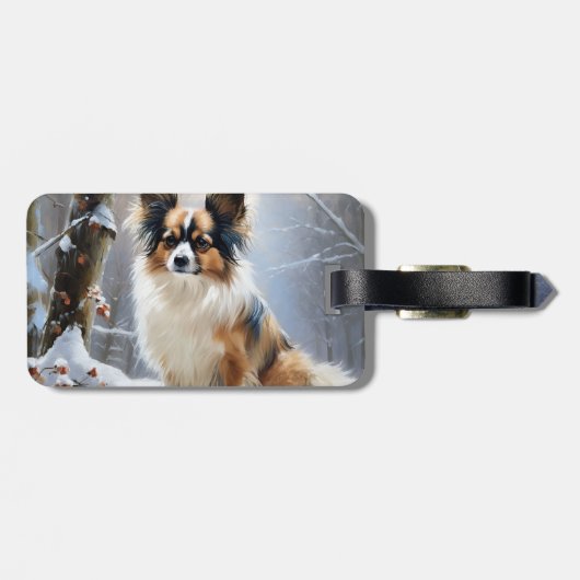 Papillon Let It Snow Christmas Gepäckanhänger (Rückseite horizontal)