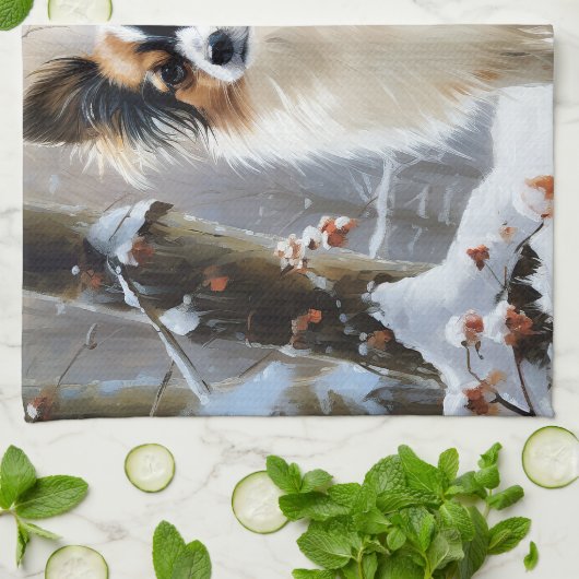 Papillon Let It Snow Christmas Geschirrtuch (Gefaltet)